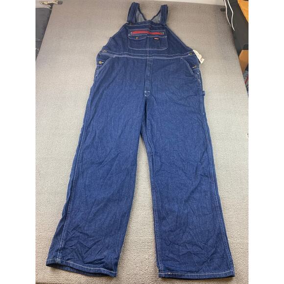 Dickies Overalls Men's XL R Dark Blue Denim Bib Jeans Workwear Overalls - Picture 1 of 16